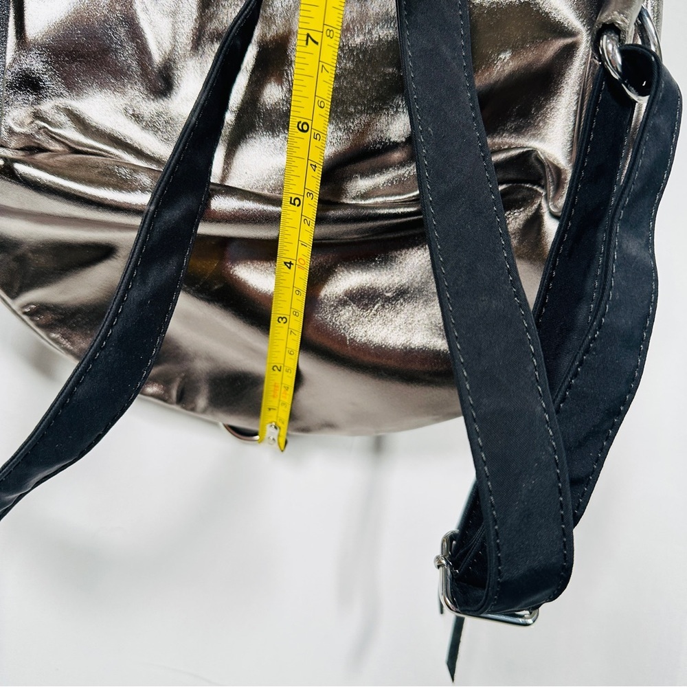 Rebecca Minkoff Julian Backpack Metallic Foil Leather Gunmetal Silver - Picture 12 of 14